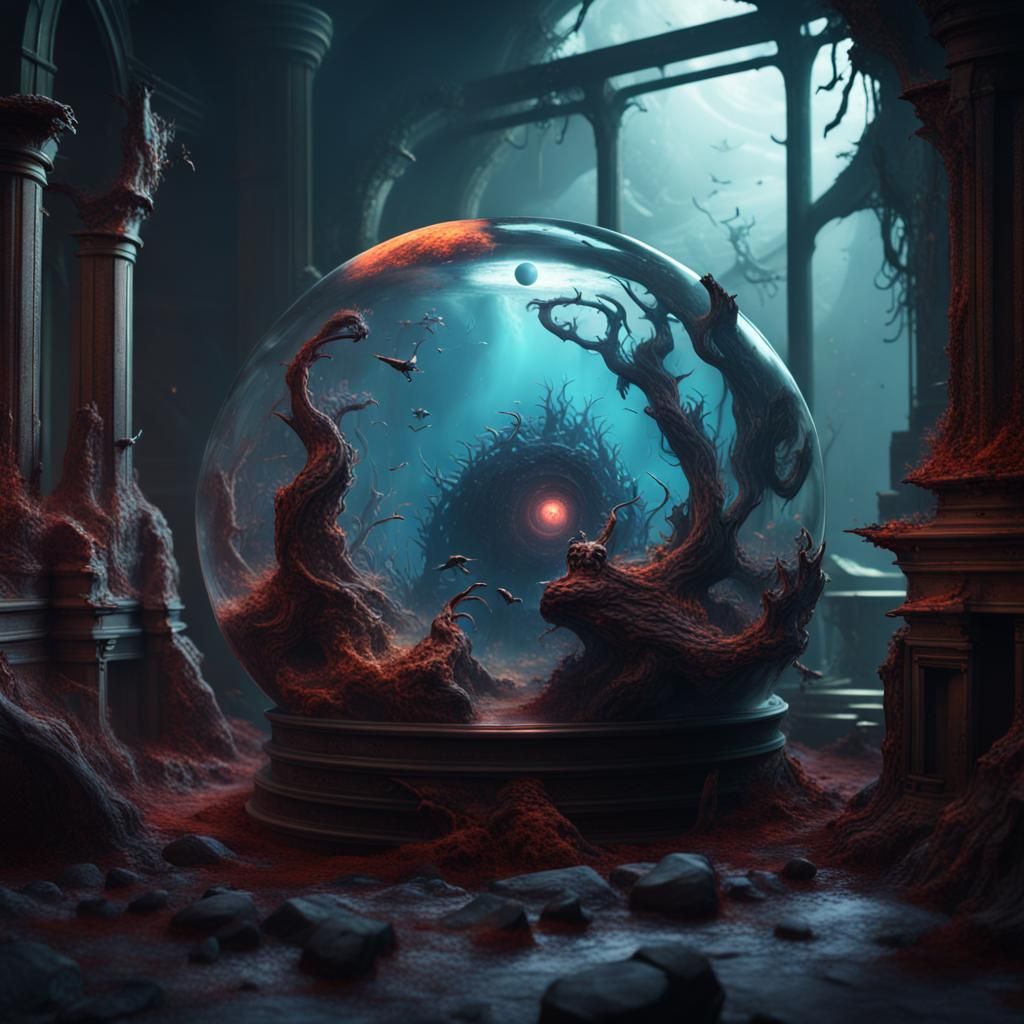 Demon Planet in Aquarium: Detailed Matte Painting