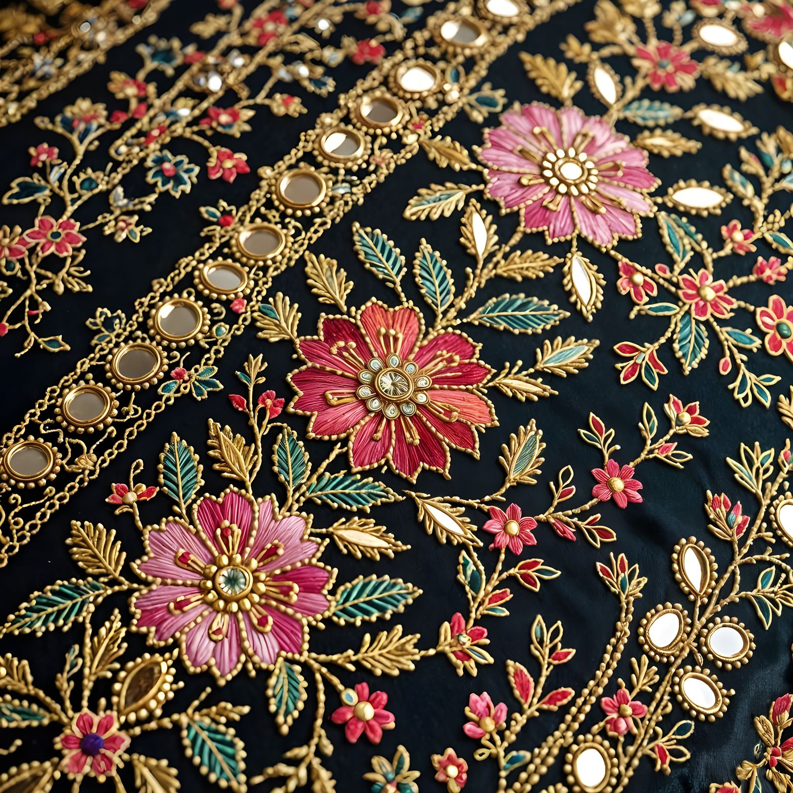 Gota Patti and Mirror Embroidery Design