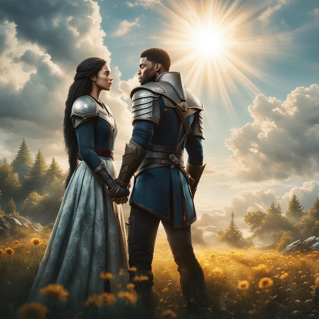 Romantic Embrace in Divine Sunlight