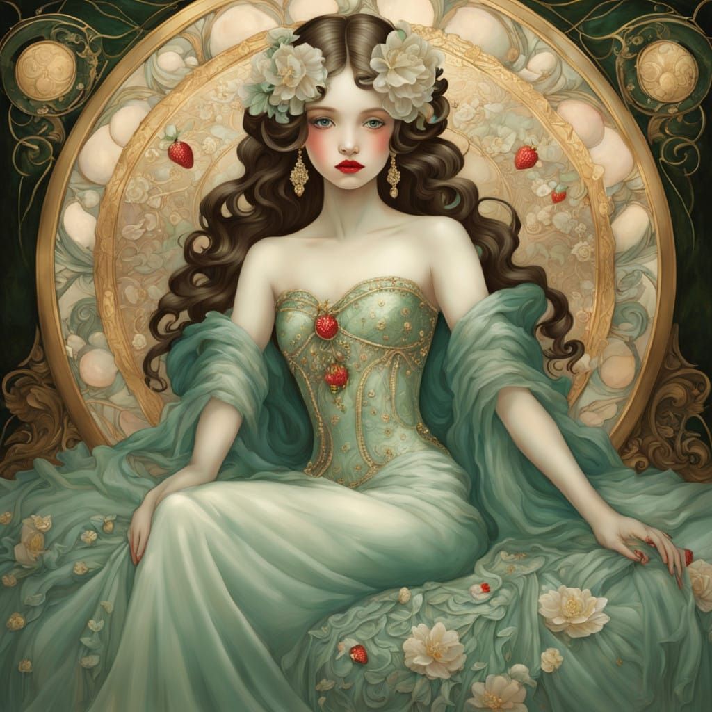 Ethereal Lady in Art Nouveau Style