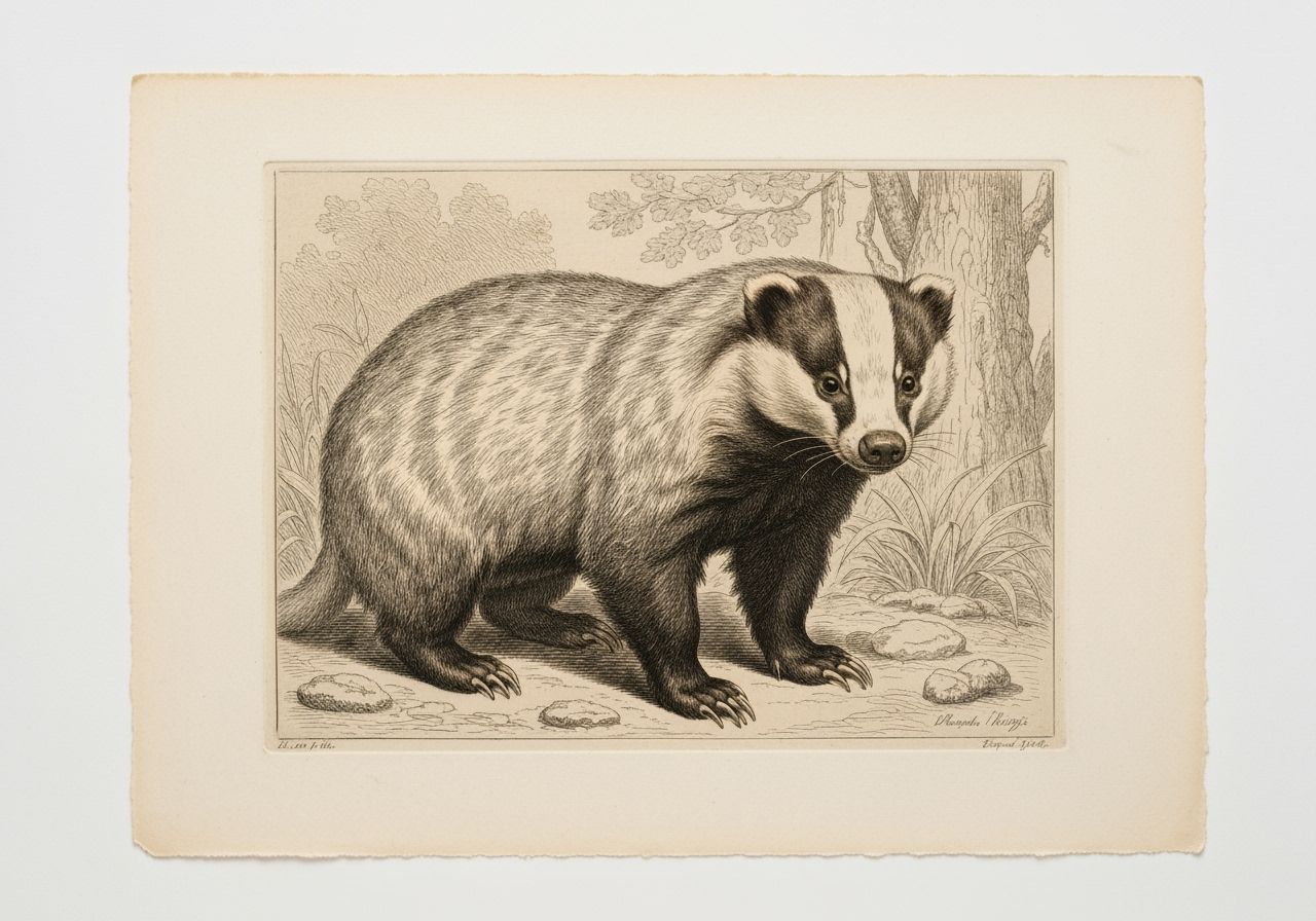 Etching of a badger
