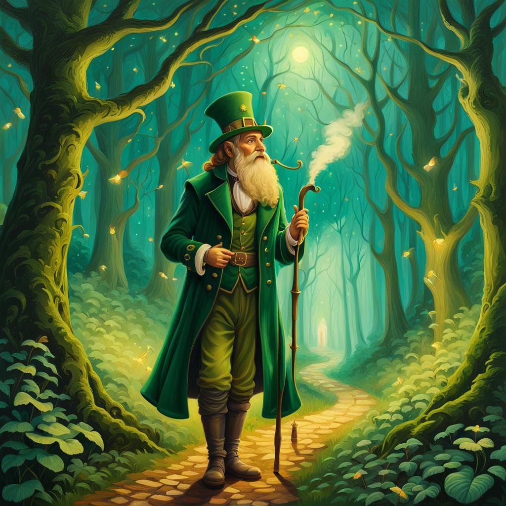 Leprechaun in Rivendell: A Whimsical Fantasy Illustration