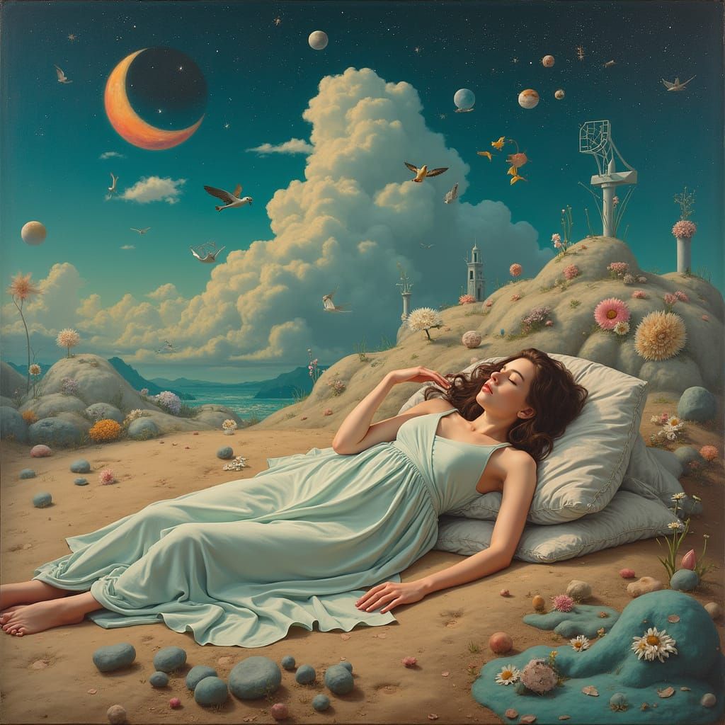 Dreamlike Sleep in Surrealist Style