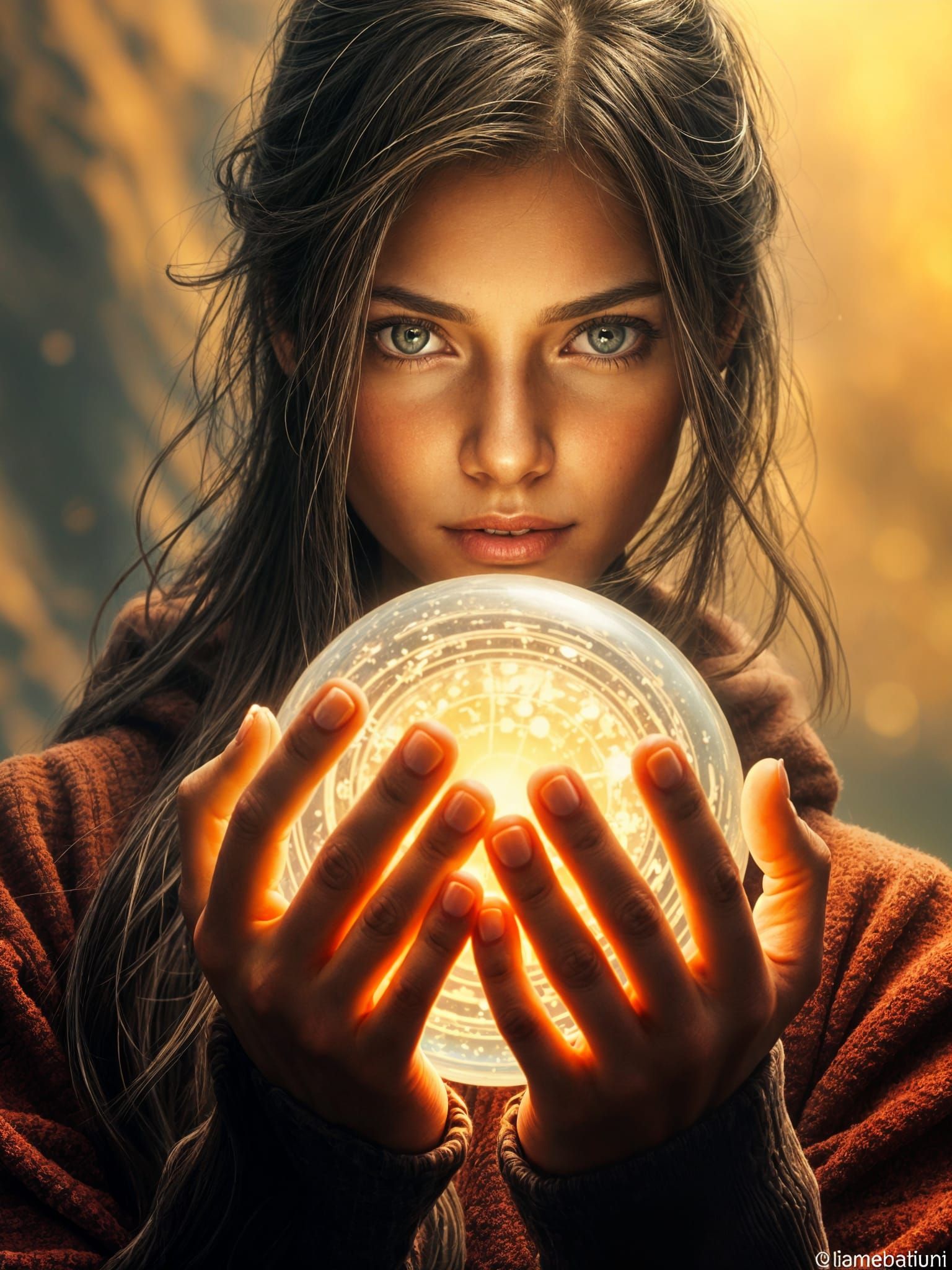 Woman with Luminous Sphere Portrait