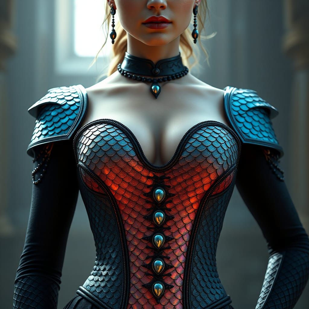 Dragon Scale Resin Corset in Gothic Matte Painting