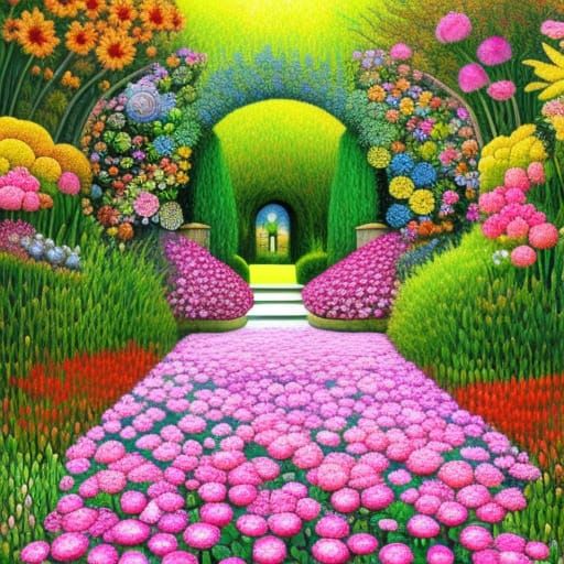 Staircase to Spring Garden in Gaudi Mosaic Style