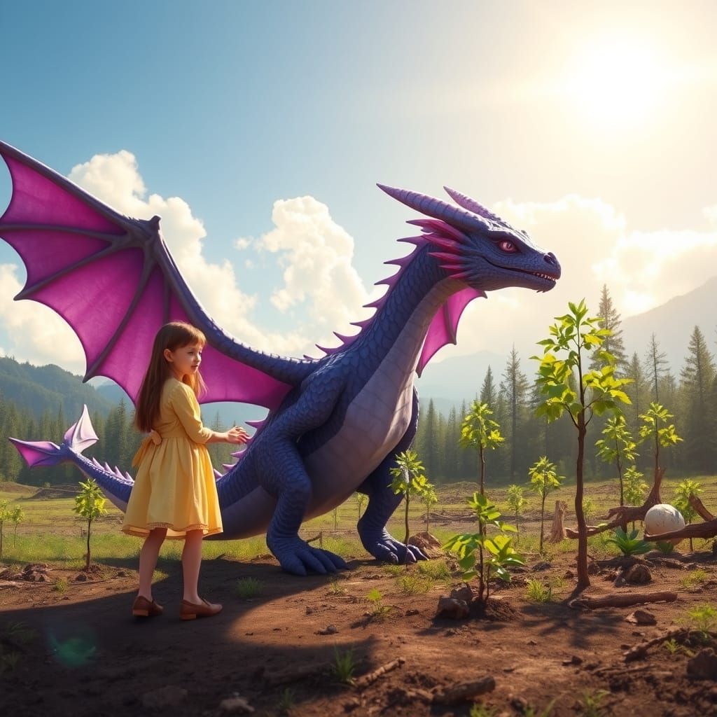 Humans and Dragons Coexisting to Protect the Environment