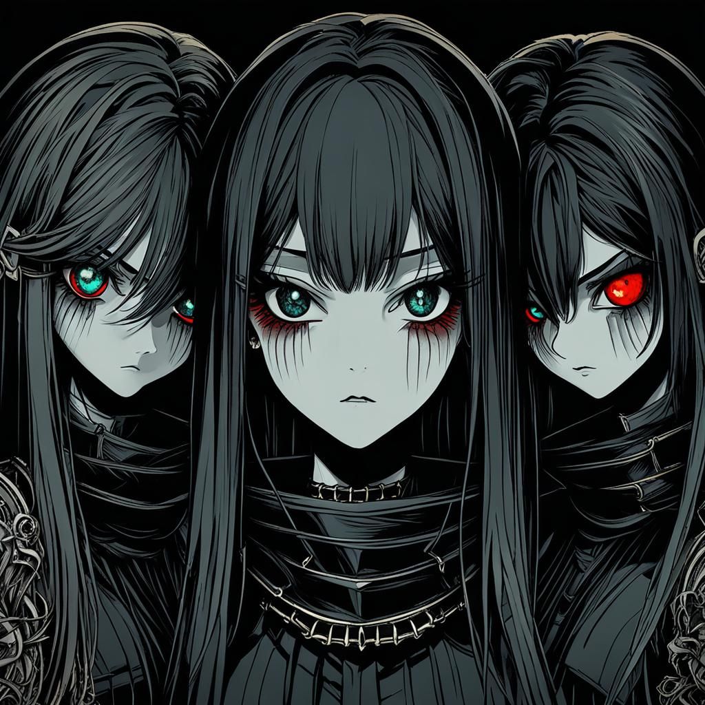 Three Dark-Haired Girls Image