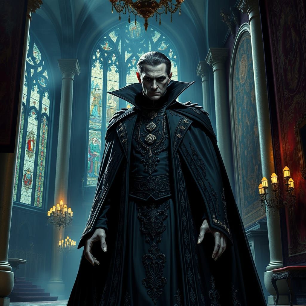 Regal Vampire in a Gothic Dreamscape