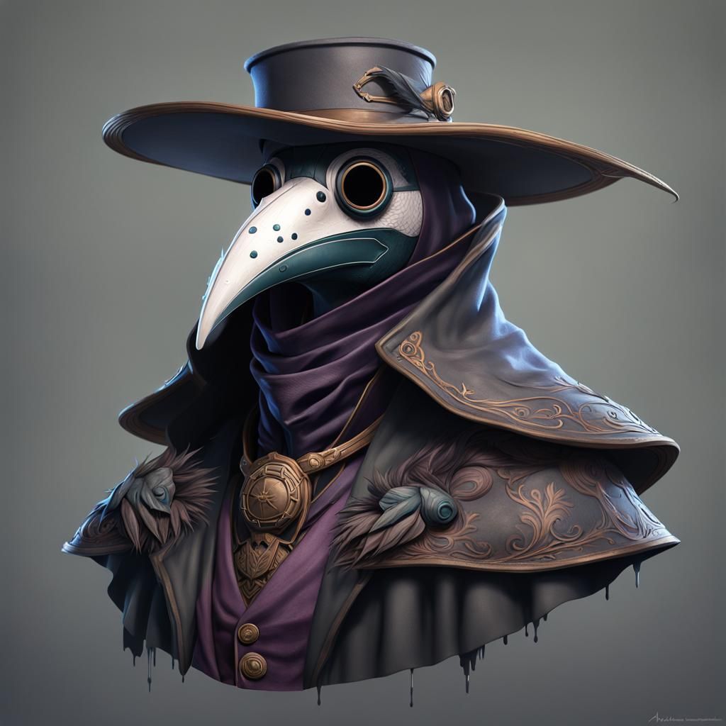 Detailed Portrait of a Curvy Plague Doctor