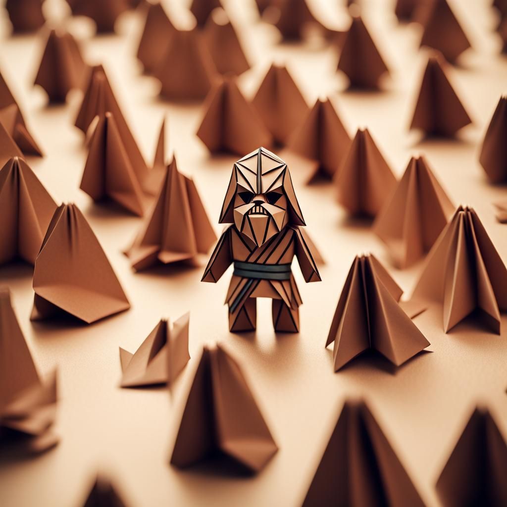 Origami Wookiee Papercraft in 8K Resolution