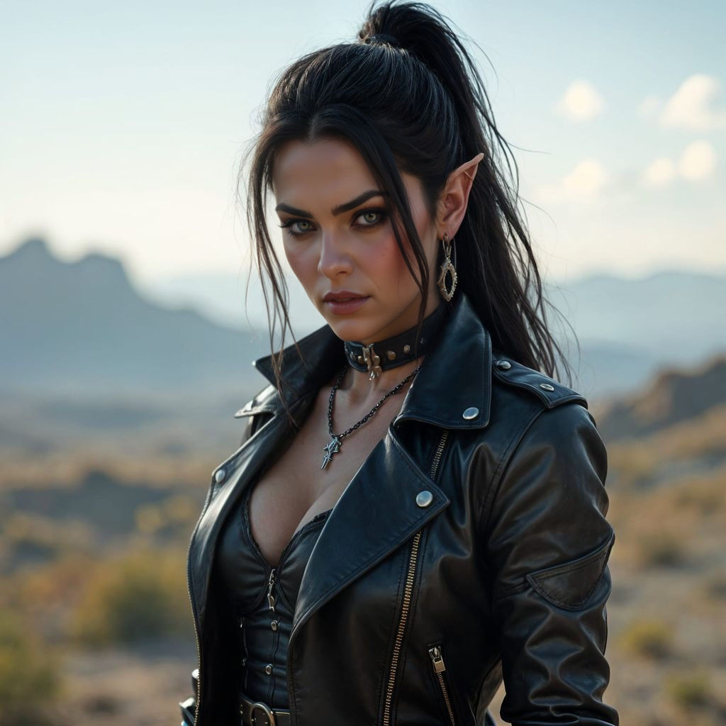 Epic Female Gnomish Mercenary in Leather Jacket