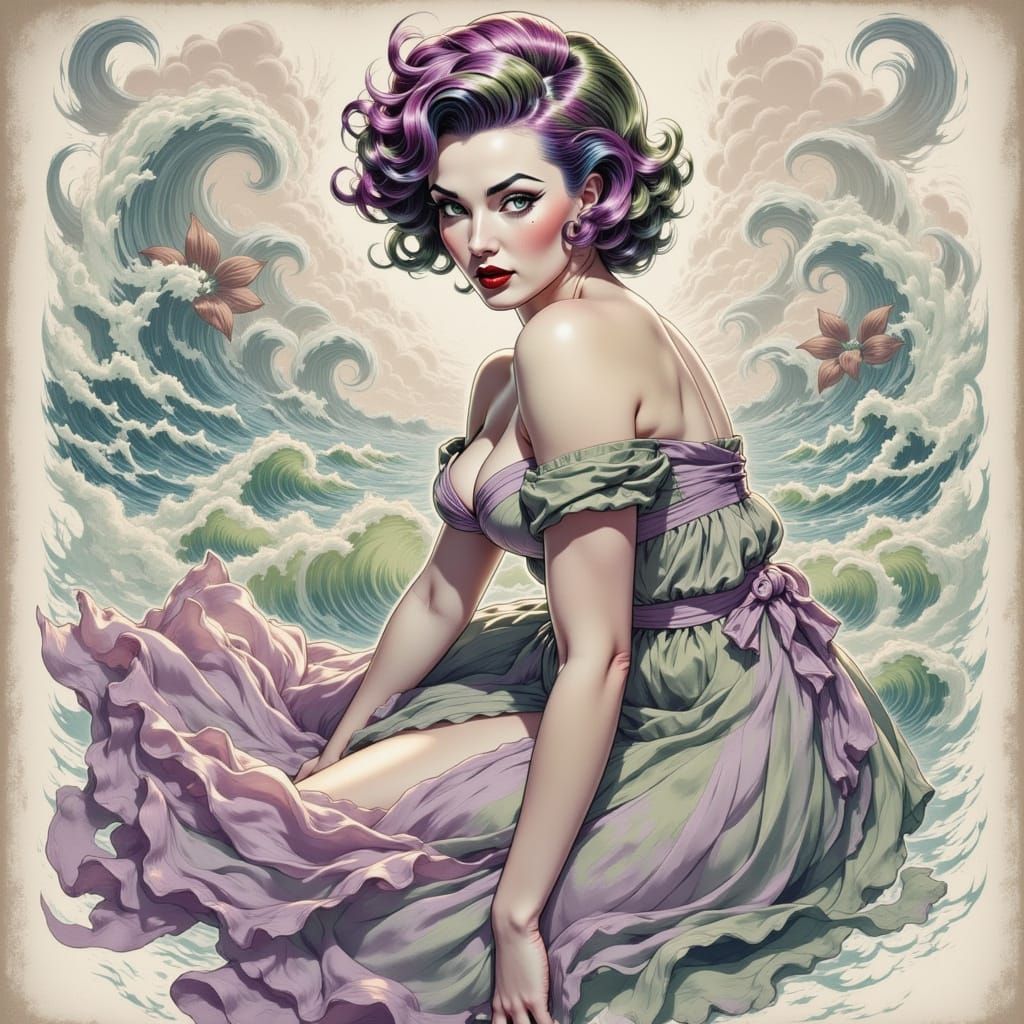 Abstract Portrait of a Woman in Vintage Style