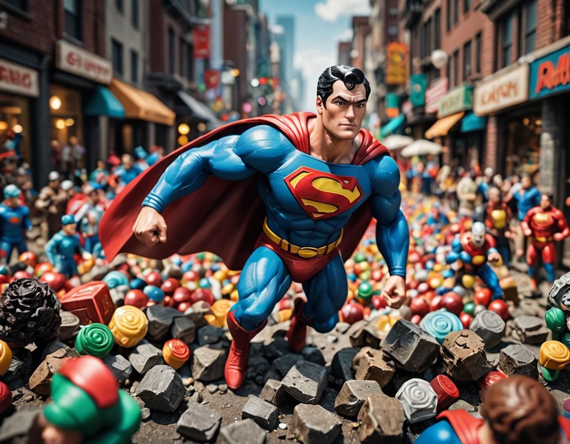 Superman Action Figure in Candy Art Style