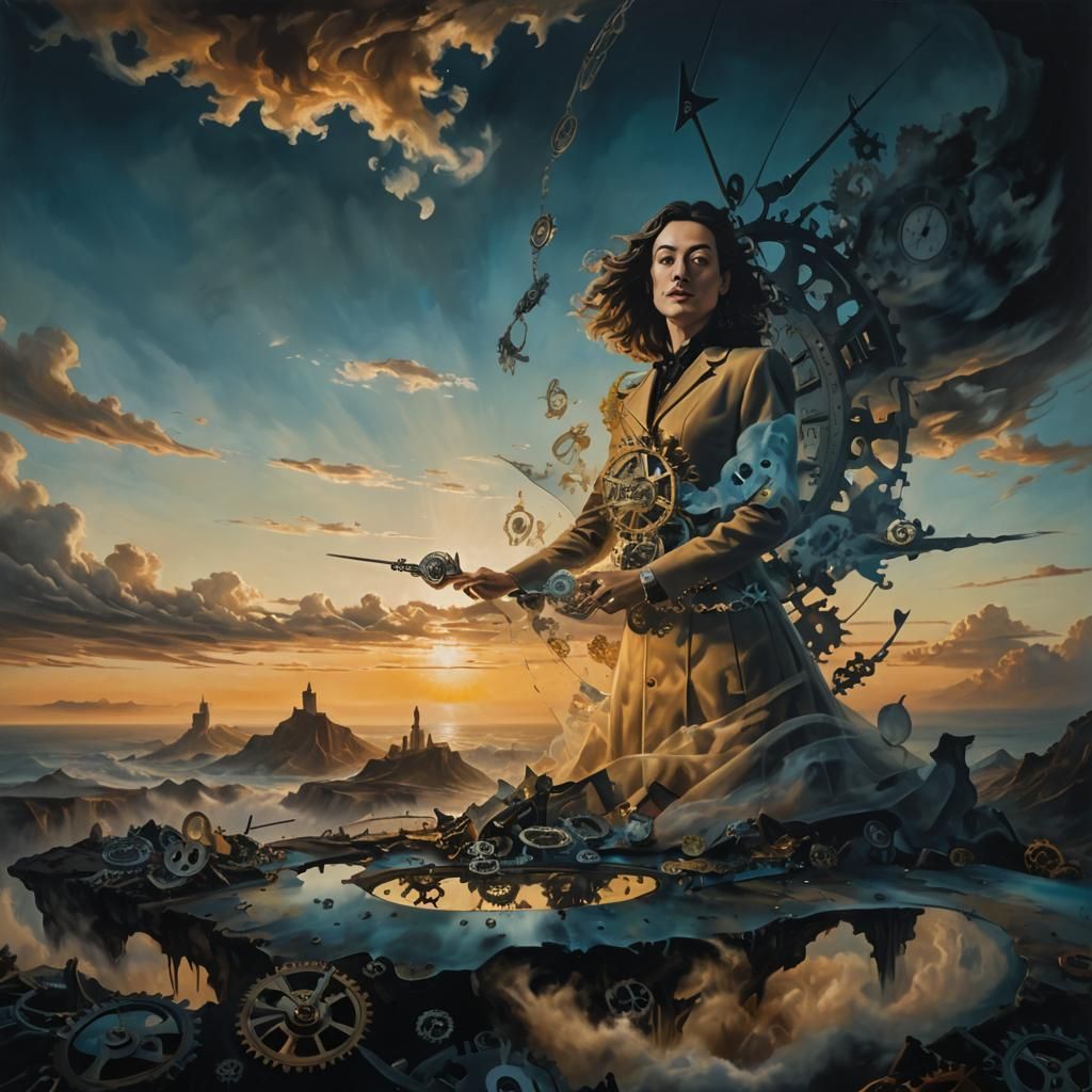 Surreal Clock Face: A Salvador Dali Inspired Painting