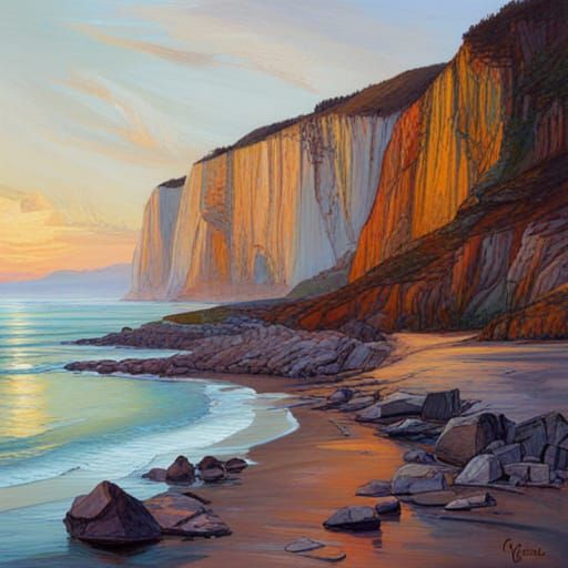 Chalk Cliffs at Morning Dusk: Surreal Botanical Art
