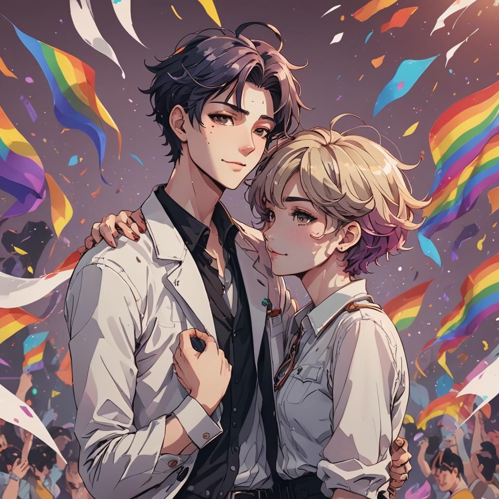 Gender Fluid Couple Celebrate Pride Month in Anime Style