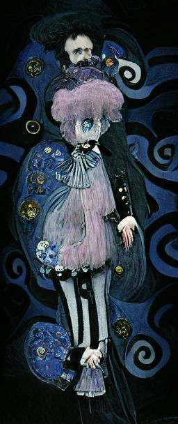 Victorian Goth Cartoon in Style of Gustav Klimt