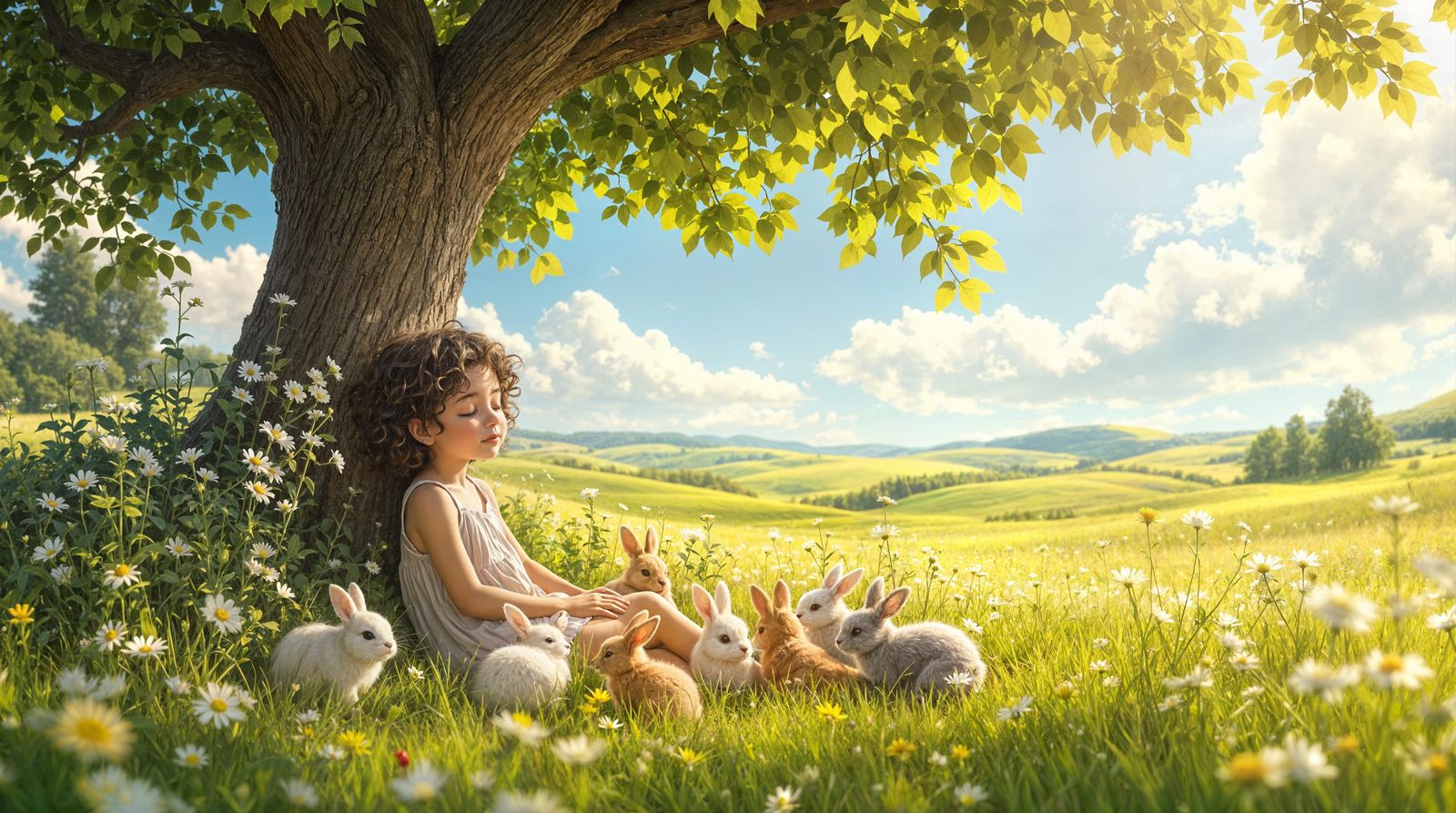 Serenity in a Sunlit Meadow Scene