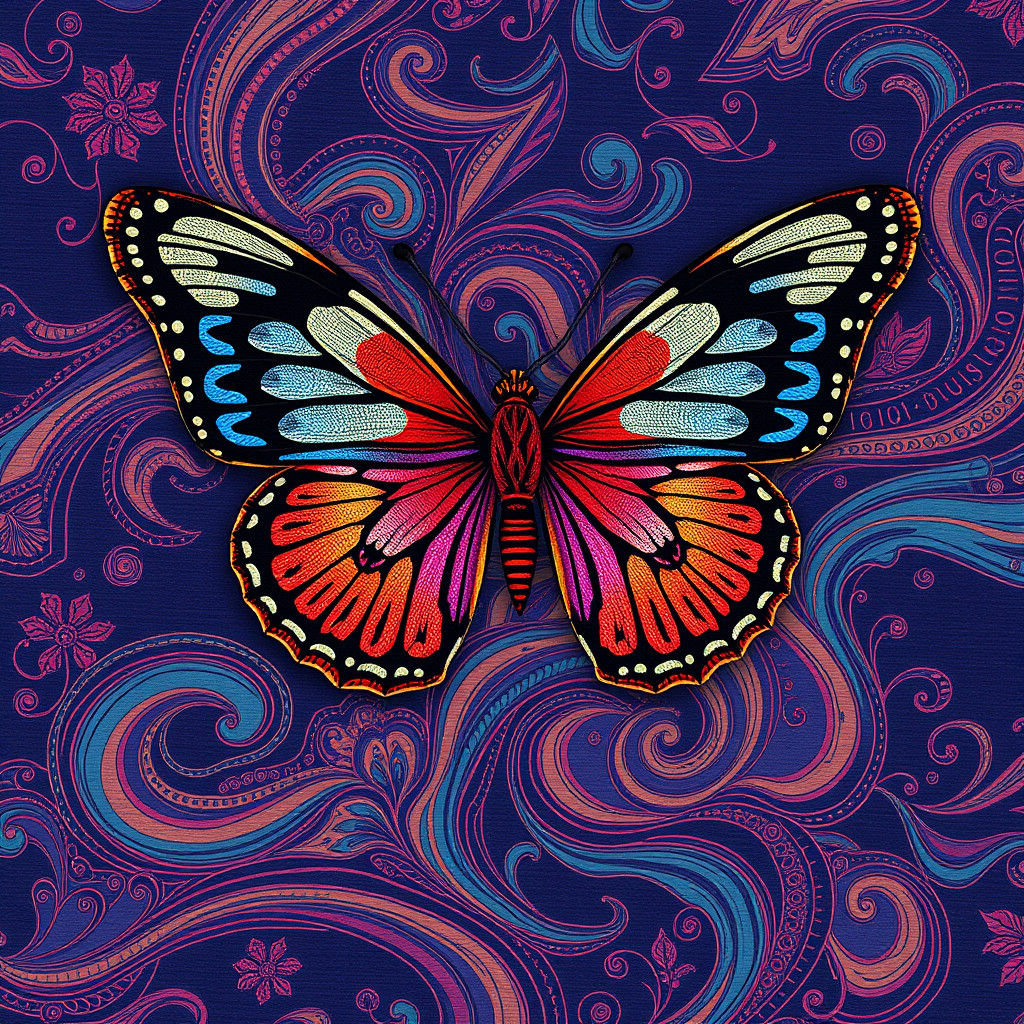 Kalamkari Textile Design: Butterfly Wings and River Patterns