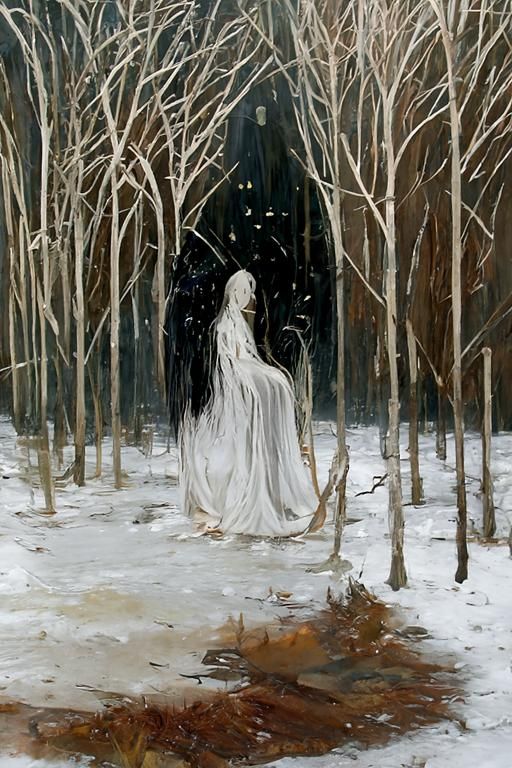Ethereal Ghost in Rainy Forest, Doré Style
