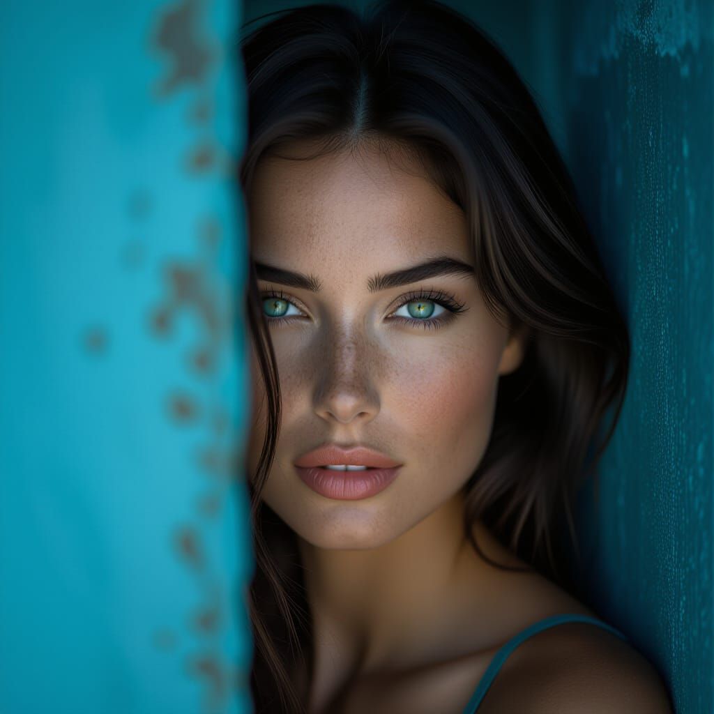 Cinematic Portrait of a Mysterious Brunette Woman in Urban N...