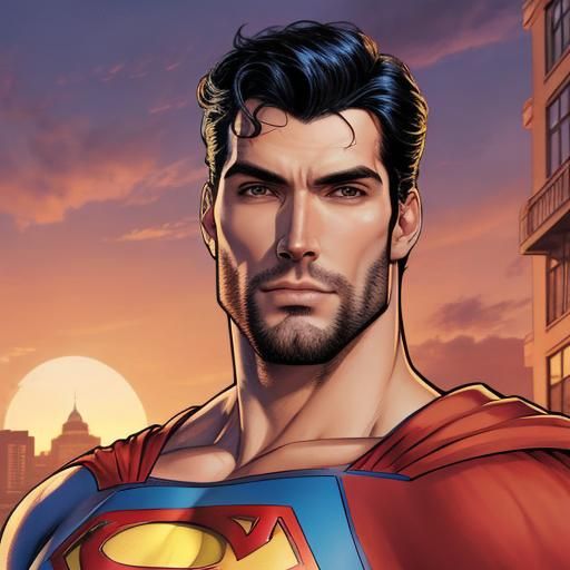 Superman at Sunset in a Dazzling Aesthetic