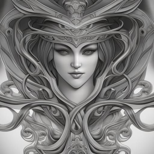 Detailed Octopus Sketch in Square Frame