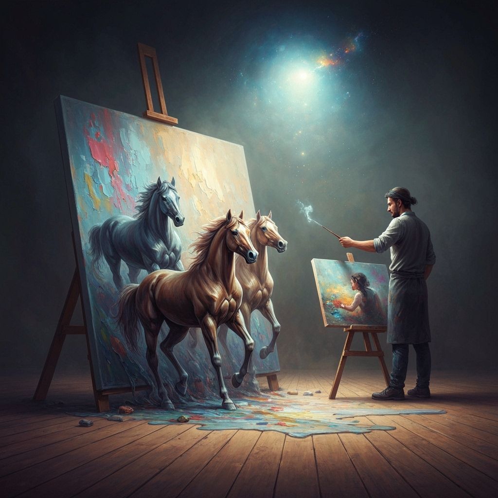 Fantasy Horses Emerge From Canvas in Matte Painting