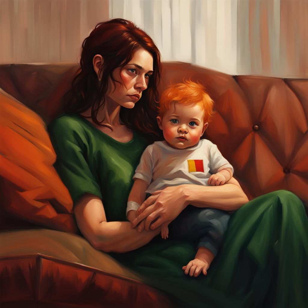 Mother and Child with Irish Flag