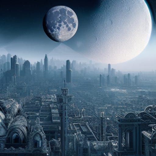 Epic Lunar City: Detailed Digital Matte Painting