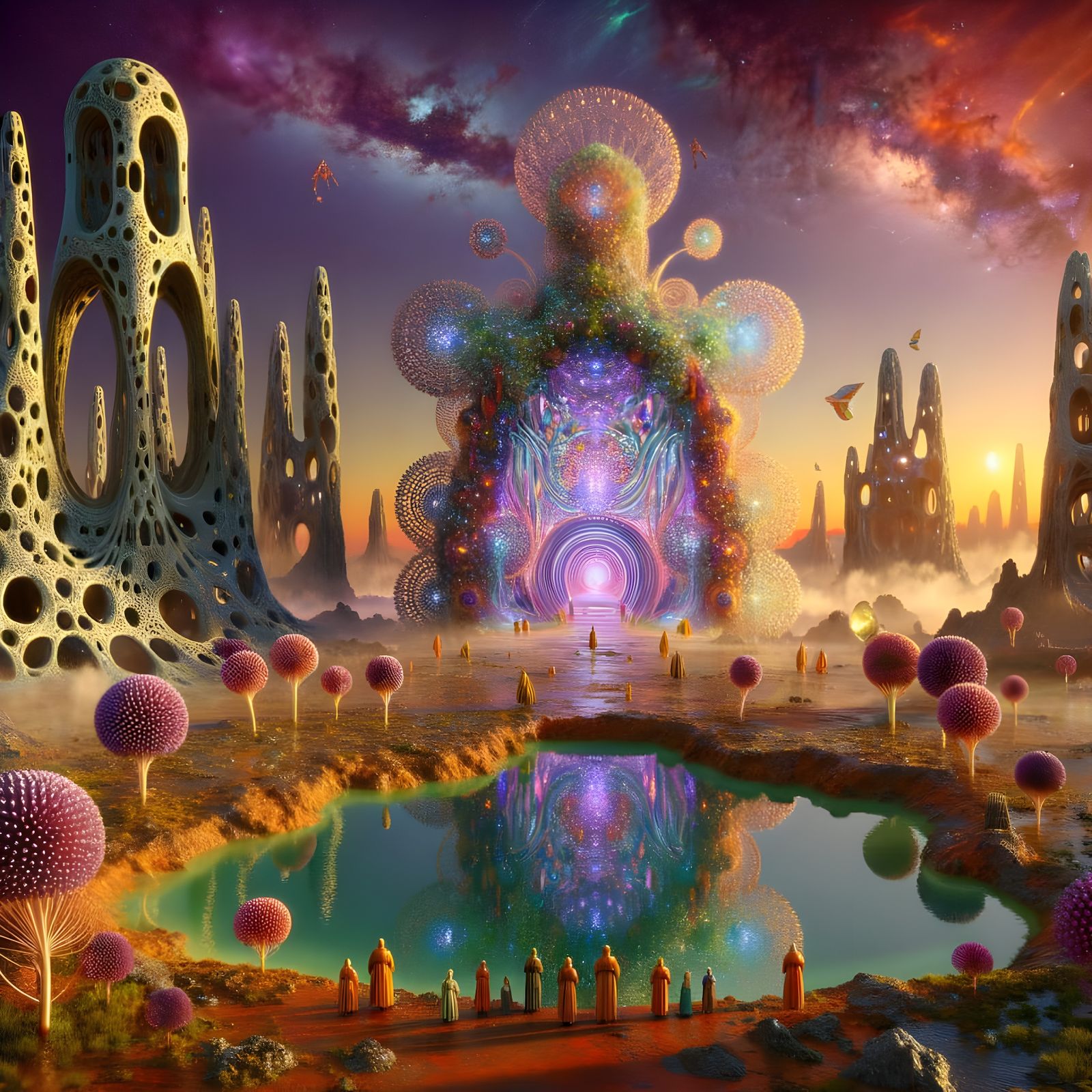 Surreal Alien Encounter at Sunset