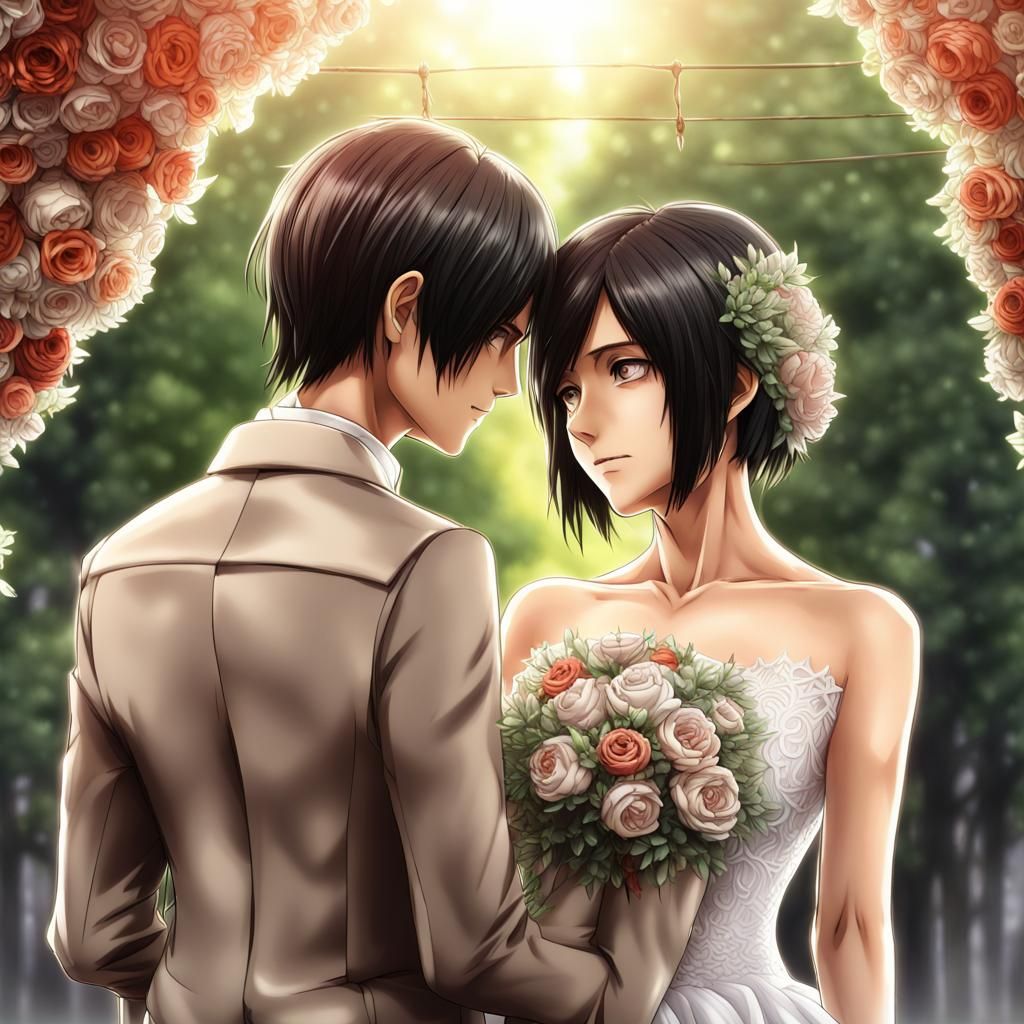 Eren and Mikasa's Wedding: Attack on Titan Digital Art