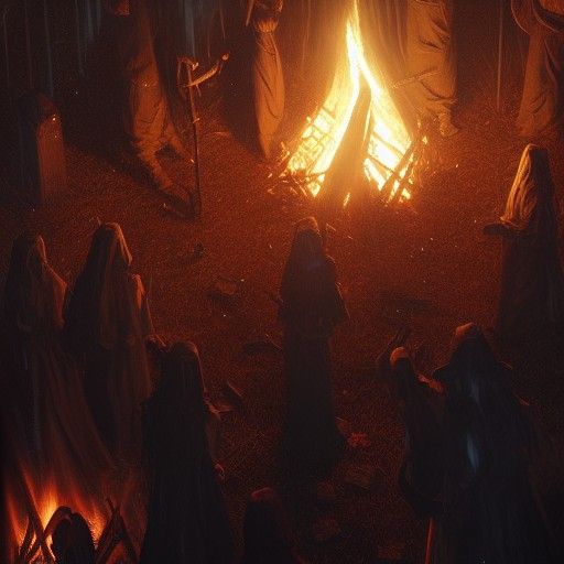 Witches Coven Bonfire: Dark Fantasy Concept Art