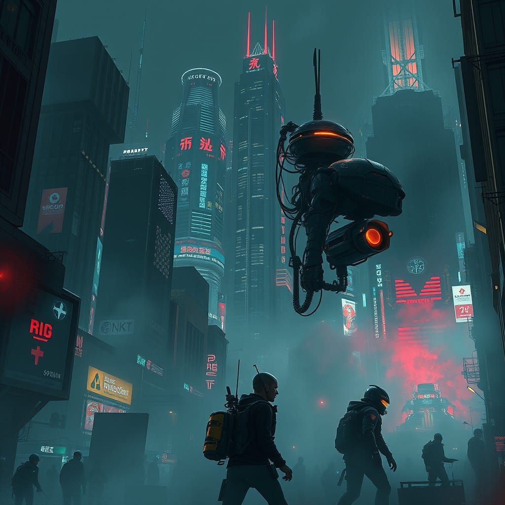 Cyberpunk Metropolis Under Neon Skies