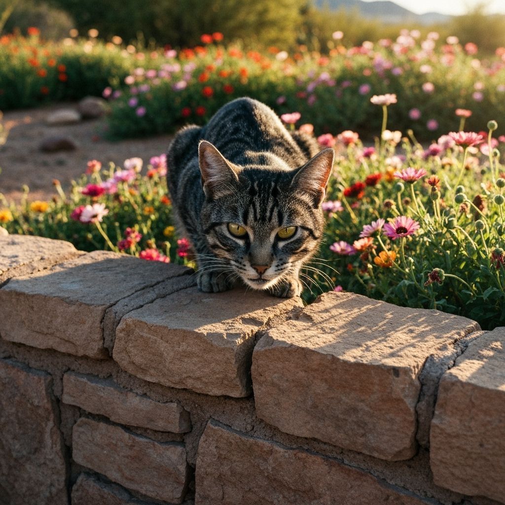 Grumpy Kitten in Overalls at Desert Sunset