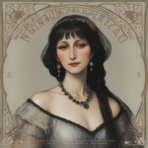 Anna Akhmatova Album Cover in Art Nouveau Style