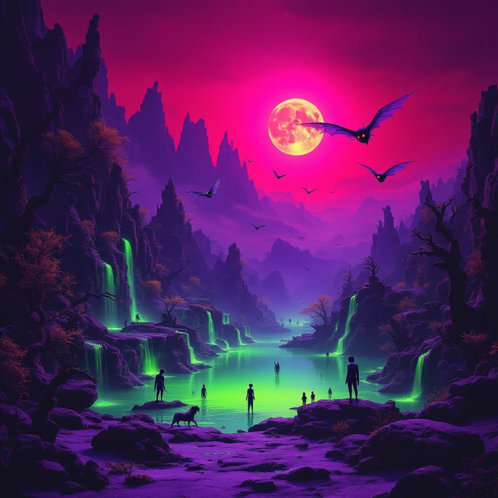 Mystical Purple Planet in Surreal Biomechanical Style