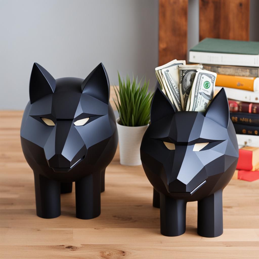 Wolf-Shaped Piggy Bank Generated by AI
