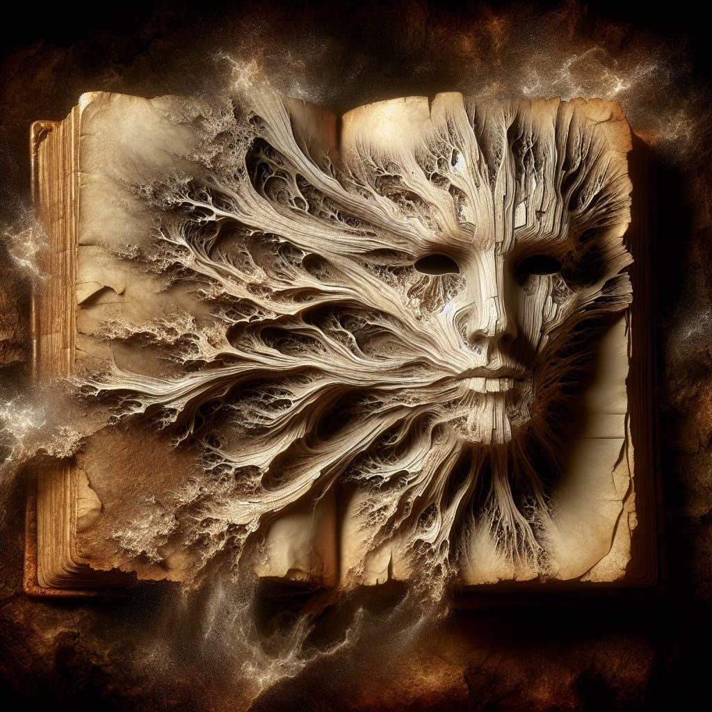 Ancient Tome Opens to Reveal Tormented Face