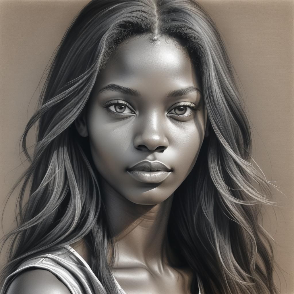 Detailed Charcoal Portrait of a Young Woman