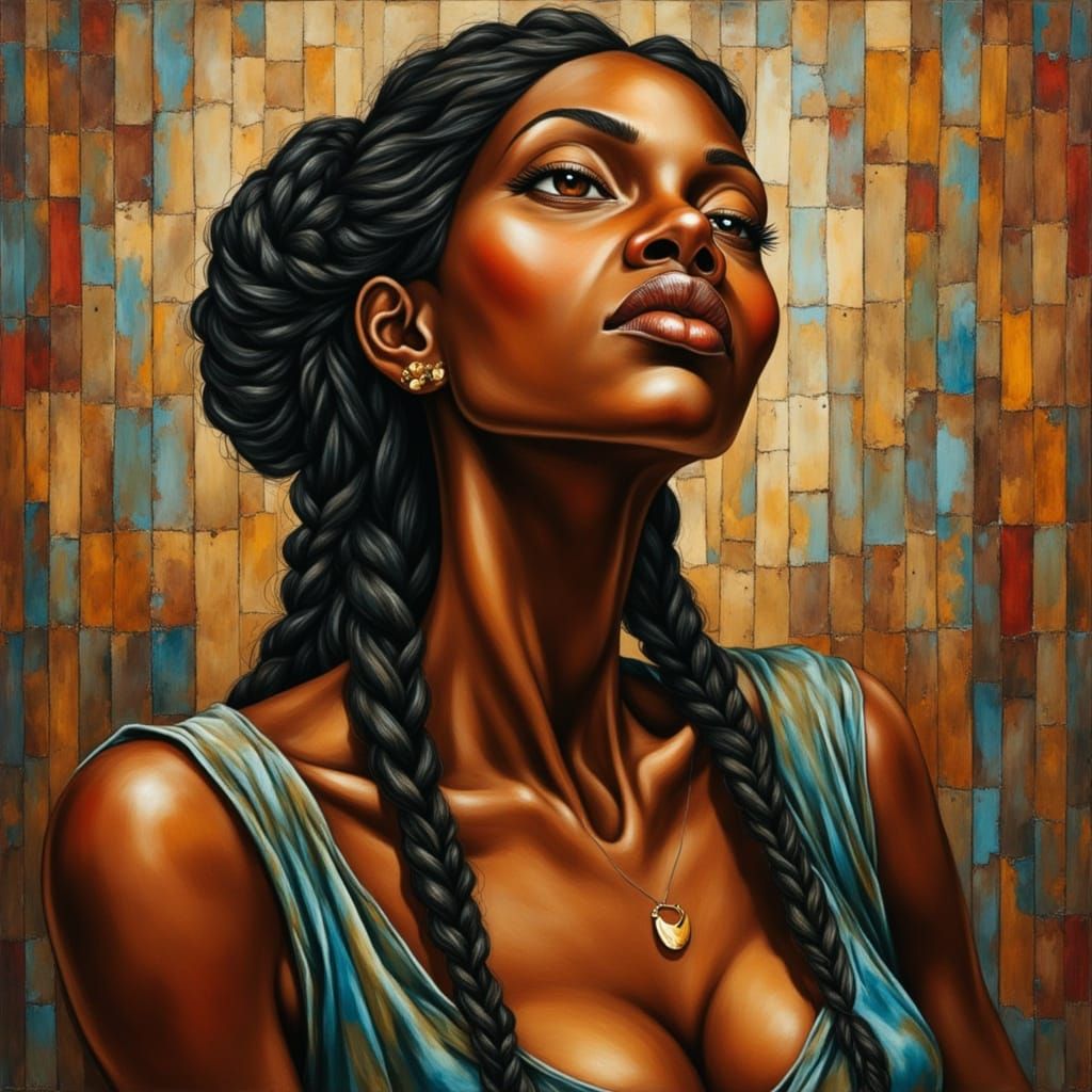 Surreal Portrait of a Greek Woman with Braids