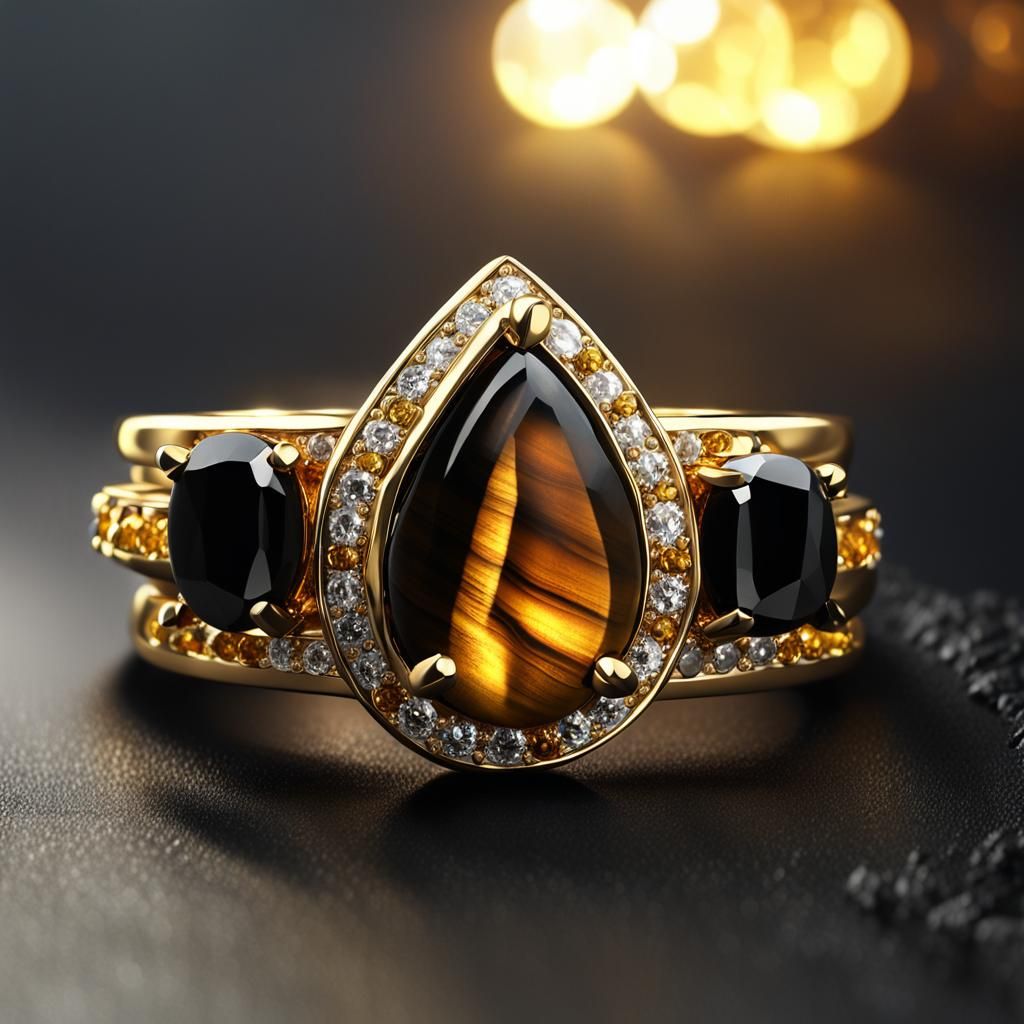 Pear-Cut Gemstone Ring in 3D Game Art Style