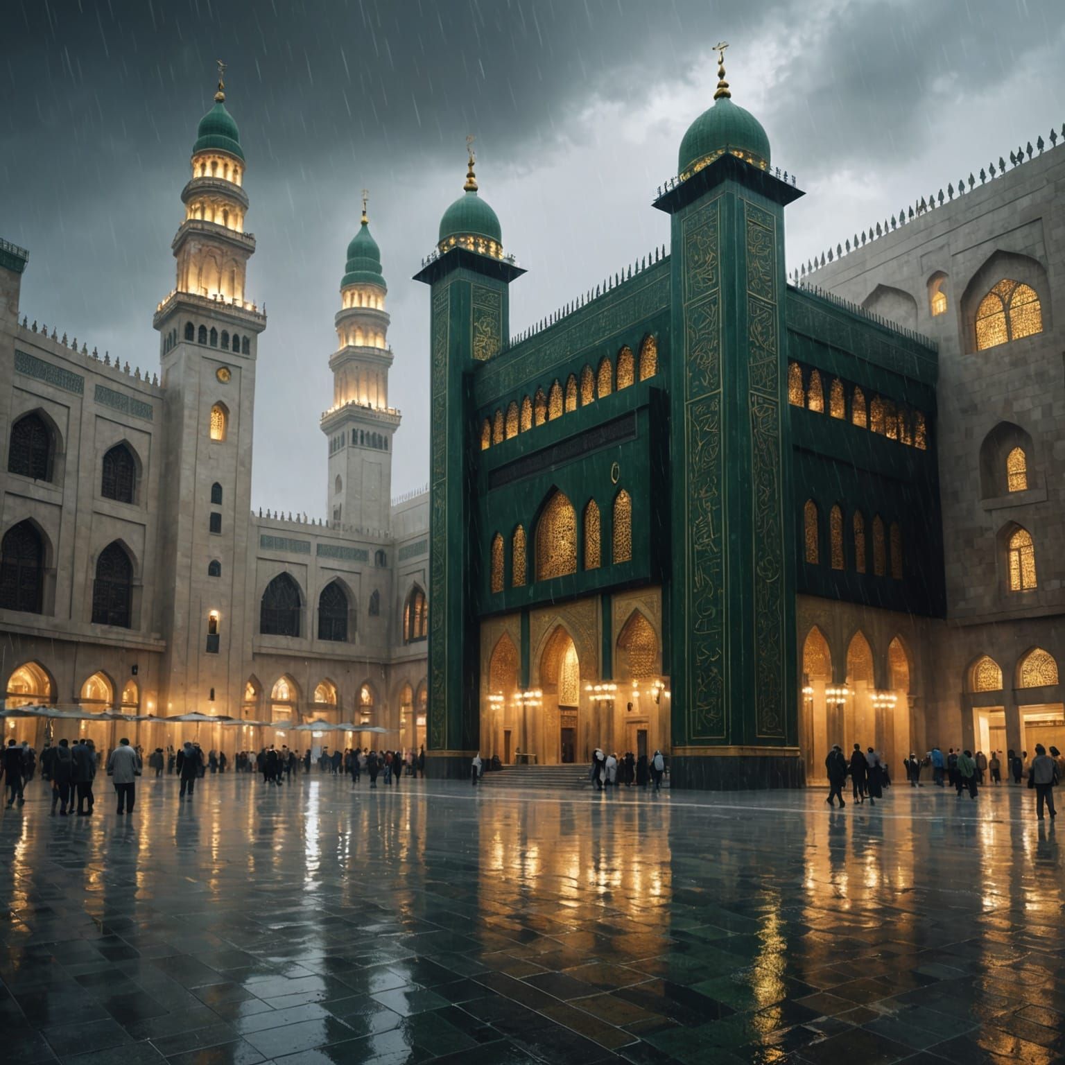 Raining Weather at Masjid al-Haram: Splash Art