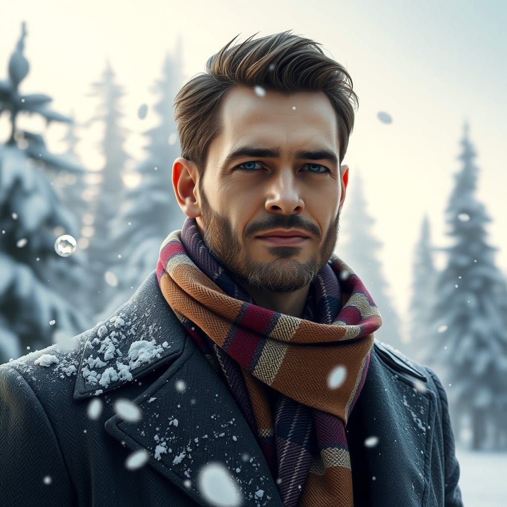 Serene Winter Elegance in Cinematic Portrait