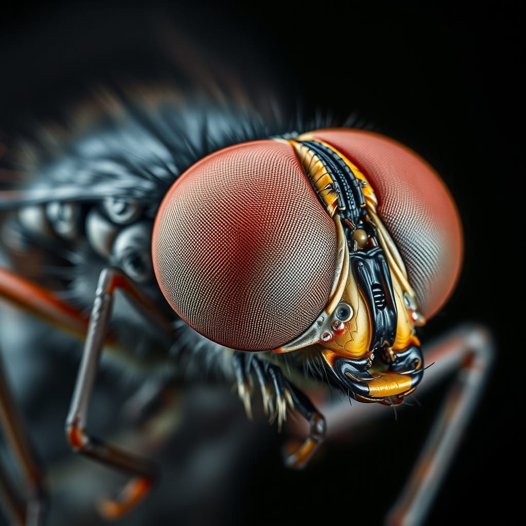 Macro Housefly Eye in 4K Photorealistic Detail