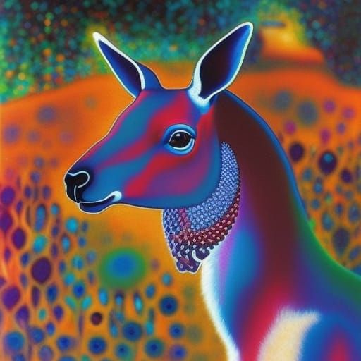 Kangaroo in Outback: Vivid Colors, Geometric Neon Art