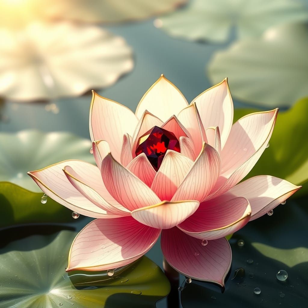 Lotus Flower in Art Nouveau Style