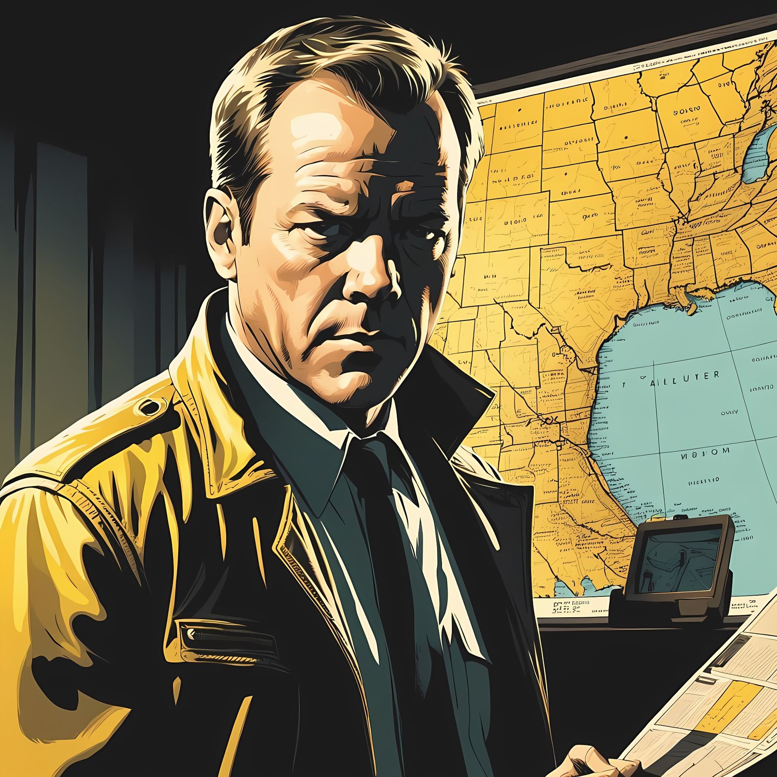 Jack Bauer in Film Noir Comic Book Scene