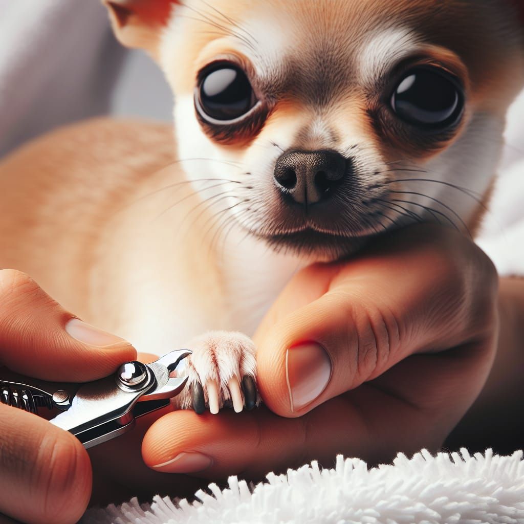 Calm Chihuahua Paw During Nail Trim Close-Up